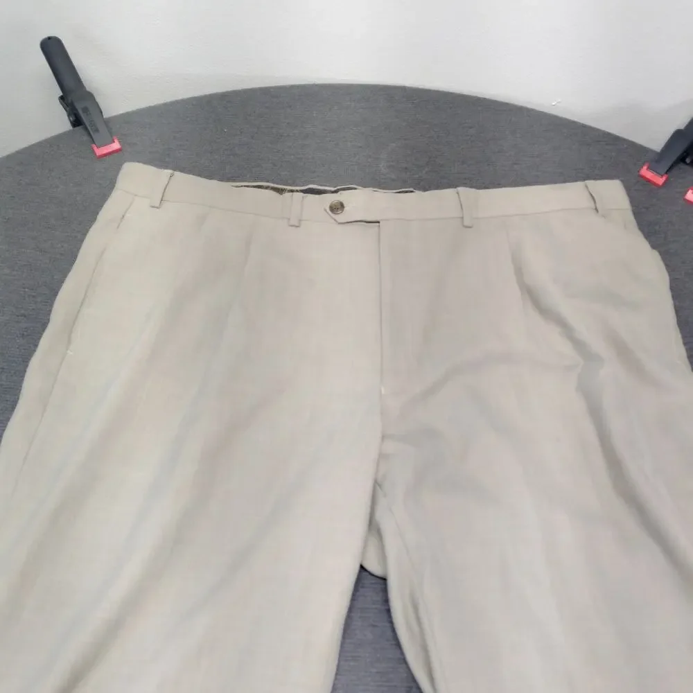 Lauren Ralph Lauren Mens Trousers 42x32 Flat Front Dress Pants Tan Easy Care 42